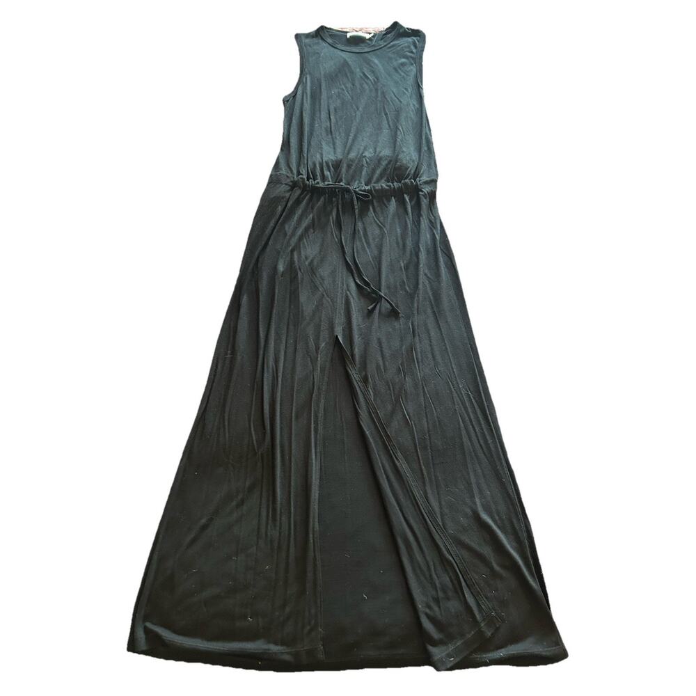 A.L.C. Black Sleeveless Dress Jumpsuit Drawstring Waist‎ split Sz Small